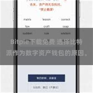 Bitpie下载免费 选择比特派作为数字资产钱包的原因。