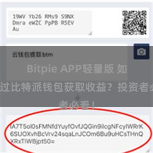 Bitpie APP轻量版 如何通过比特派钱包获取收益？投资者必看！